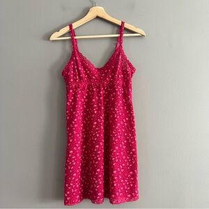 Hanky Panky Cross Dyed Leopard Chemise Baby Doll Valentine Berry Sangria/Pink S